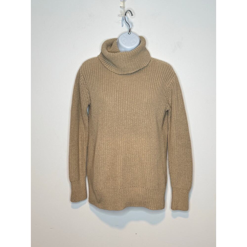 Abercrombie & Fitch Women’s Turtleneck Sweater XS Beige Ribbed Knit Cotton Blend